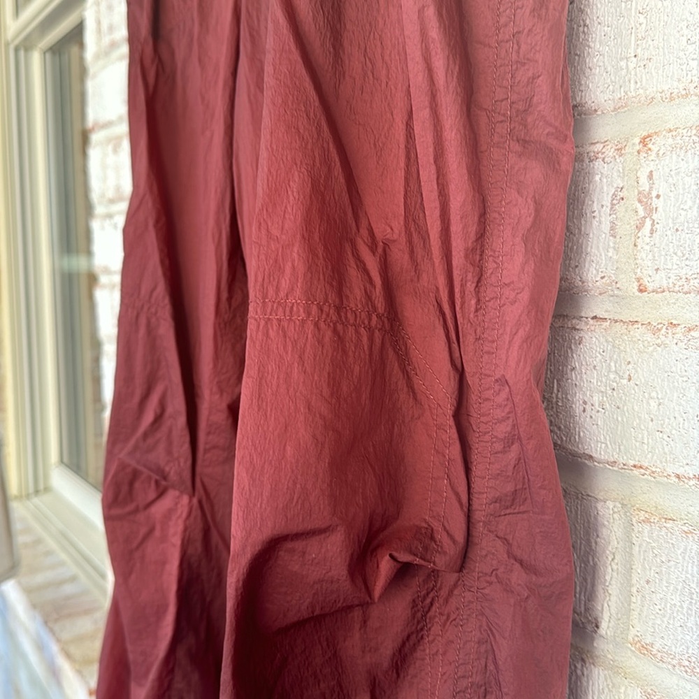 Free People Maroon Wide-Leg Drawstring Hem Track Pants - Picture 4 of 10